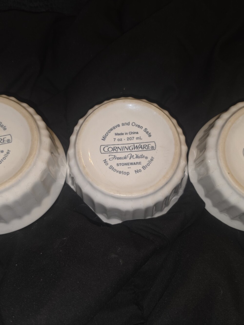Set Of 3 Corningware French White Stoneware Ramekin - White